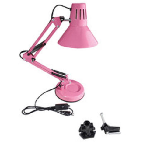 Trade Shop - Lampada Da Scrivania Con Braccio Snodabile Attacco E27 Luce Tavolo Per Ufficio -      Rosa