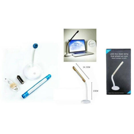 Trade Shop - Lampada Da Scrivania Led D24 Snodabile Pc Notebook Ricaricabile -