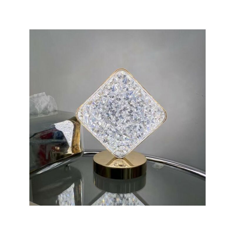 Image of Trade Shop - Lampada Da Tavolo a Forma Di Diamante Ricaricabile Touch 3 Intensità Di Luce