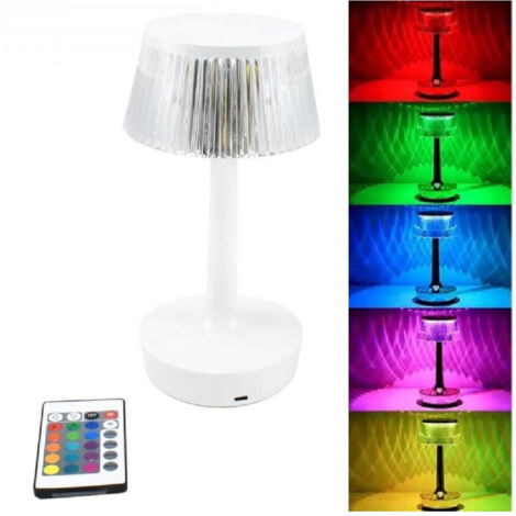 TRADE SHOP - Lampada Da Tavolo In Cristallo Decorativa Con Led Rgb Touch Bianco 5v Q-tl153 -
