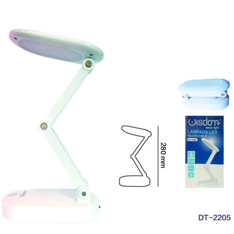 TRADE SHOP - Lampada Da Tavolo Led Ricaricabile Usb Pieghevole Richiudibile Touch 28cm Dt2205 -