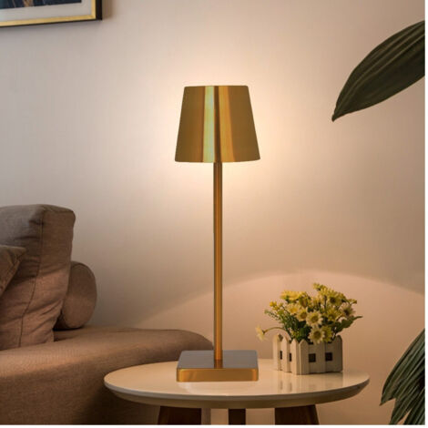 Trade Shop - LAMPADA DA TAVOLO LED USB RECARICABILE ORO FÜR INTERNAL UND EXTERNAL LUCE CALDA -