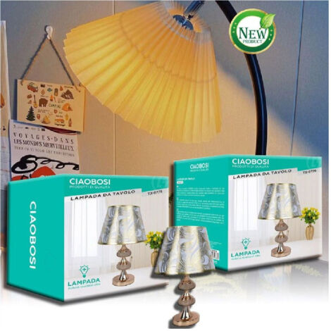TRADE SHOP - Lampada Da Tavolo Lume Abat Jour Comodino Comò Arredo Camera Casa Luce Tx-9776 -