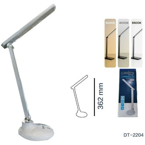 TRADE SHOP - Lampada Da Tavolo Scrivania Led Ricaricabile Interruttore Touch 3 Luci Dt-2204 -