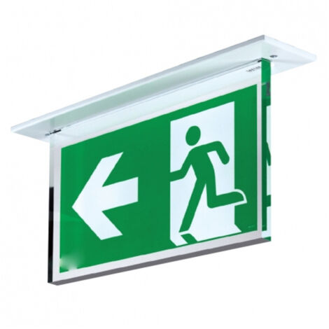 TRADE SHOP - Lampada Di Emergenza Led Omino Freccia Sinistra 3w Luce Sicurezza Con Plafoniera -