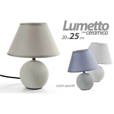TRADE SHOP - Lampada Interno Lumetto Abat-jour 20x25cm Base Ceramica Colori Assortiti 752681 -