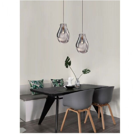 Trade Shop - Lampada Lampadario Sospensione E27 Drop In Vetro Argento Grigio Scuro Ip20 Lp - Gris Oscuro