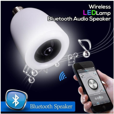 TRADE SHOP - Lampada Lampadina Led E27 Con Cassa Speaker Bluetooth E Telecomando -
