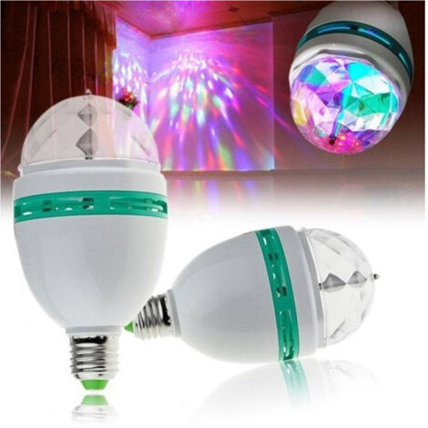 TRADE SHOP - Lampada Lampadina Rotante Rgb E27 Effetti Luce Led Luci Discoteca Natale Feste -