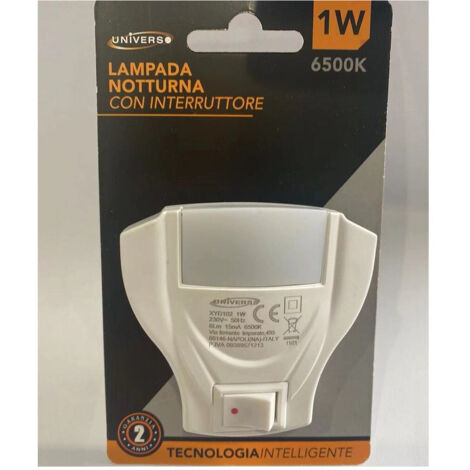 TRADE SHOP - Lampada Led Luce Notturna Con Interruttore 1 W Luce Fredda 6500k 6lm Ip20 Xyd102 -