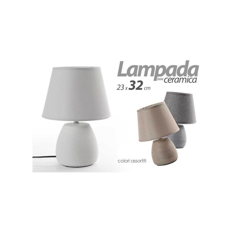 Image of Trade Shop - Lampada Lumetto Abat-jour 23x32cm Da Tavolo Base In Ceramica 3 Colori Ass 763564
