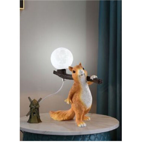 Trade Shop - LAMPADA NACH TAVOLO DECORATIVA FORMA DI SCOIATTOLO IN RESINA LUME MODERN G9 D06 -      Braun
