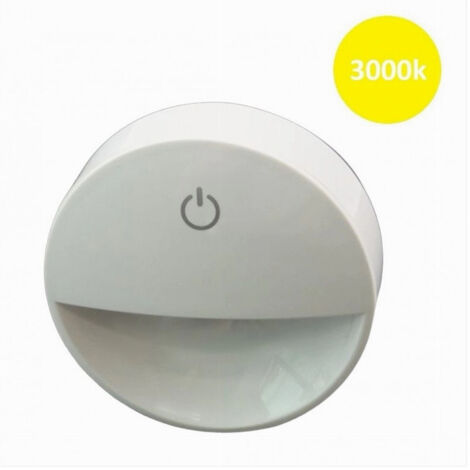 Trade Shop - Lampada Nottura Con Spina Accension Touch Punto Luce Led Tonda Bianco Xgcmd-001 -