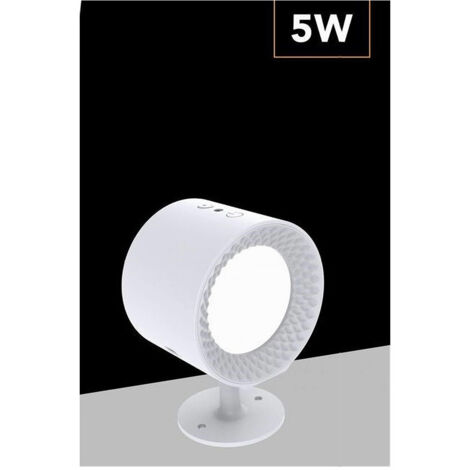 Trade Shop - Lampada Parete Led Luce Fronte Retro Ricarica Usb 3 Colori Luce Orientabile Bd01-3c -      Blanco