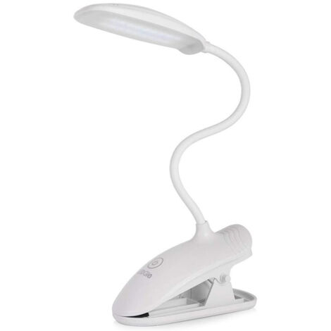 Trade Shop - Lampada Por Tavolo Scrivania Led Luce Recaricabile Con Pinza -