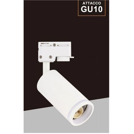 Trade Shop - Lampada Portafaretto Cilindrico Per Binario Monofase Orientabile Attacco Gu10 194c -      Blanco