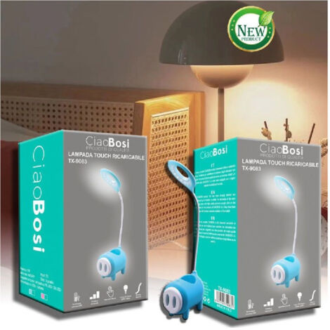 TRADE SHOP - Lampada Tavolo Led Touch Ricaricabile Usb Flessibile Vano Oggetti Bambini Tx-9083 -