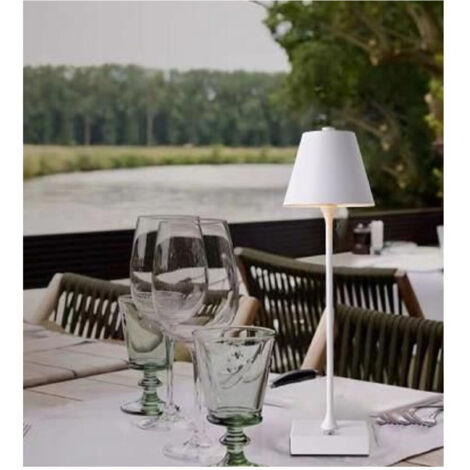 TRADE SHOP - Lampada Tavolo Ricaricabile Usb 10 Watt 3 Colorazione Di Luce Vari Colori D27-3c - Bianco