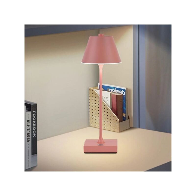 Image of Trade Shop - Lampada Tavolo Ricaricabile Usb 10 Watt 3 Colorazione Di Luce Vari Colori D27-3c Rosa - Rosa