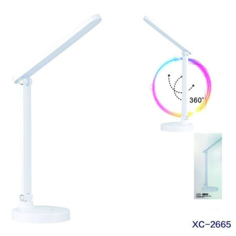 TRADE SHOP - Lampada Tavolo Scrivania Moderna Led Casa Ufficio Touch Bianca Snodabile Dt-2665 -