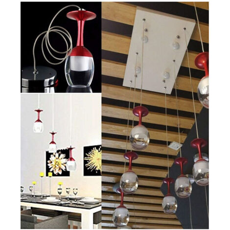 Trade Shop - Lampadaria 6 Lampada Calice Steel Luz Led Pendent Portalampada -