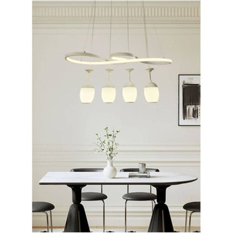 Trade Shop - Lampadario A Led Curve Bianco 4 Punti Luce 68 Watt Luce 3000k 4000k 6500k Lp-24b -