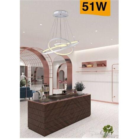 TRADE SHOP - Lampadario A Sospensione 51w A Led Forma Di Pianeta Bianco Luce Calda Fredda A64 - -Bianco Caldo      -