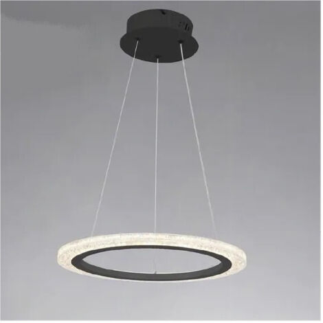 TRADE SHOP - Lampadario A Sospensione Led 36 Watt Cerchio Anello Nero Effetto Cristallo 31937 -
