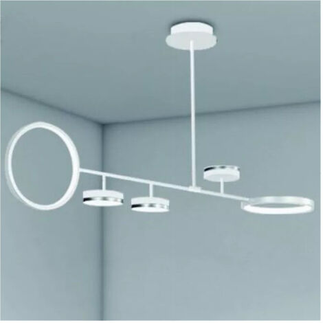 TRADE SHOP - Lampadario A Sospensione Led 37w Con 5 Cerchi Lampada Orizzontale Bianco Luce Fredda 71347 -