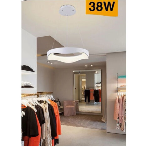 Trade Shop - Lampadario A Sospensione Led Onda 38w Ultra Moderna 3 Colorazioni Di Luce A67-3c -      Blanco