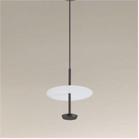 TRADE SHOP - Lampadario A Sospensione Luce 6500k Led 12w Disco Paralume Piatto Bianco Nero Tondo 33122 -