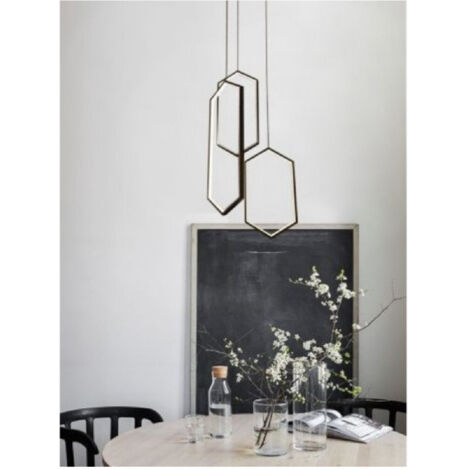 TRADE SHOP - Lampadario A Sospensione Soffitto Led Moderno 70watt Esagoni Pendenti Nero Lp-05 -
