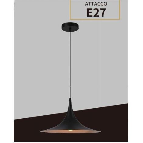 TRADE SHOP - Lampadario A Sospensione Stile Contemporaneo In Metallo Decorativo Luce E27 B98 - Nero