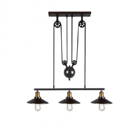 TRADE SHOP - Lampadario A Sospensione Vintage 3 Punti Luce Attacco E27 Stile Industriale A02 -