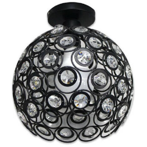 TRADE SHOP - Lampadario Da Soffitto A Sospensione Plafoniera Sfere Cristallo Lampada E27 C23 - Nero