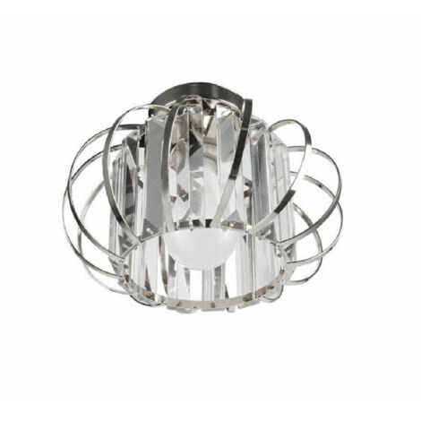 TRADE SHOP - Lampadario Da Soffitto E27 Design Moderno In Metallo Cromato Oro Argento - Argento