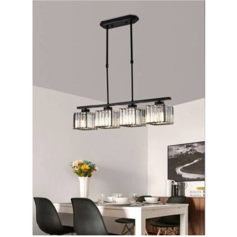 TRADE SHOP - Lampadario Da Soffitto E27 Sospensione 4 Cubi Design Moderno Metallo Nero A32-4 -