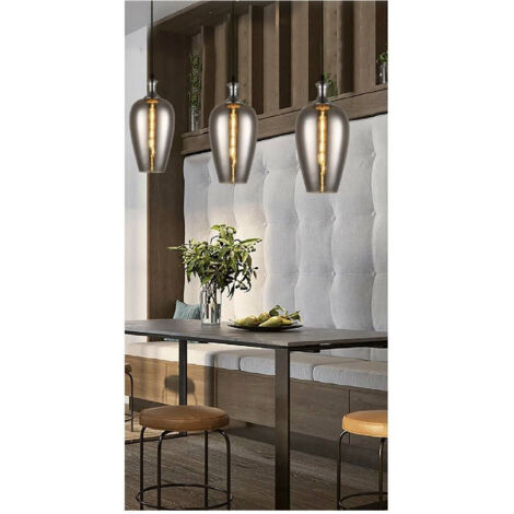 TRADE SHOP - Lampadario Da Soffitto In Vetro Ambrato Lampada A Sospensione Ovale E27 A36-06 -