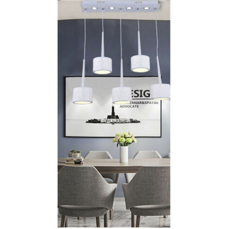 TRADE SHOP - Lampadario Da Soffitto Sospensione Plafoniera Paralume Bianco 3 Accensioni B10 -