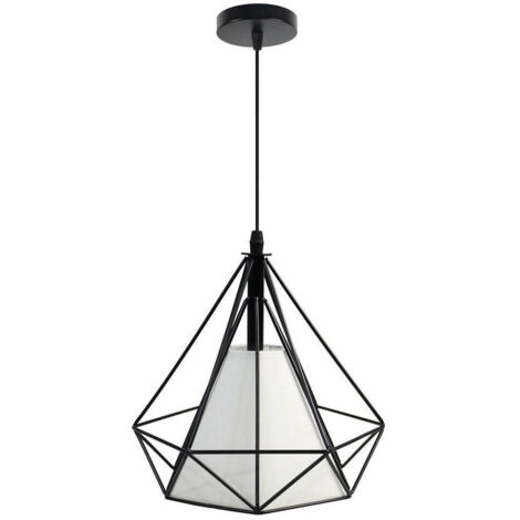 TRADE SHOP - Lampadario Diamante Da Soffitto Sospeso Pendente Moderno Plafoniera E27 B20 - Nero