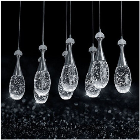 Trade Shop - Lampadario Lampada 6 Pendenti Bollicine Acciaio Soffitto Luce Led Applique Design -