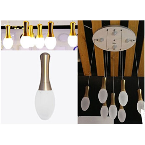 TRADE SHOP - Lampadario Lampada 7 Pendenti Acciaio Dorato Oro Soffitto Luce Led Applique Design -