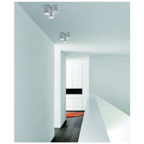 Trade Shop - Lampadario Lampada Da Soffitto Portalampada Gu10 3 Cilindri In Gesso Gs-c07-3 -