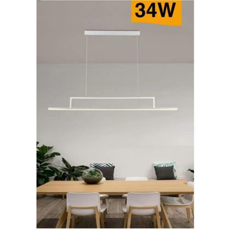 TRADE SHOP - Lampadario Led 34w A Sospensione Lineare Orizzontale Luce 3000k 6500k 4000k B66-b - -Bianco Caldo -