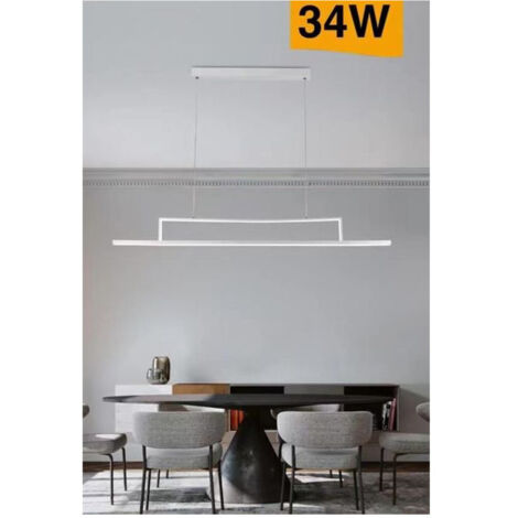 TRADE SHOP - Lampadario Led 34w A Sospensione Lineare Orizzontale Luce 3000k 6500k 4000k B66-b - -Bianco Freddo      -