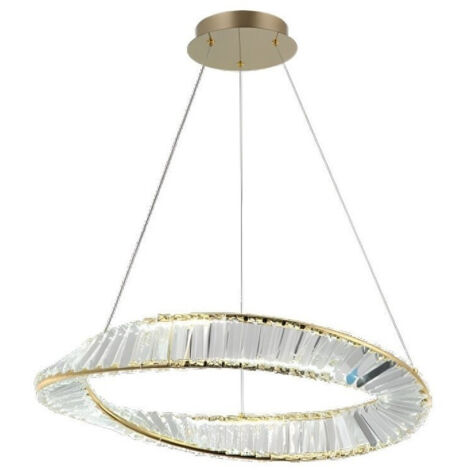 TRADE SHOP - Lampadario Led 45w Sospeso Da Soffitto Curve Con Cristalli Luce Fredda 8000k B76 -