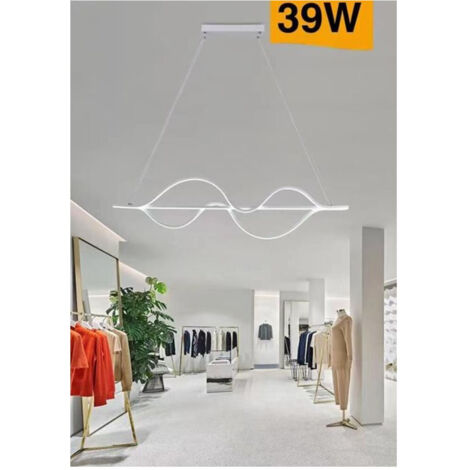 TRADE SHOP - Lampadario Led A Sospensione 39 Watt Moderno Onde Luce 6500k 4000k 3000k B64-b - -Bianco Freddo      -