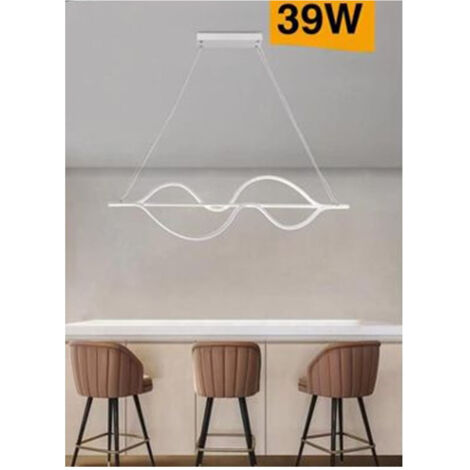 TRADE SHOP - Lampadario Led A Sospensione 39 Watt Moderno Onde Luce 6500k 4000k 3000k B64-b - -Bianco Naturale      -