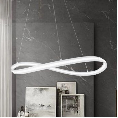 TRADE SHOP - Lampadario Led Moderno A Fiocco 100w Lampada A Sospensione Luce 6500k 70cm Bianco 33382 -