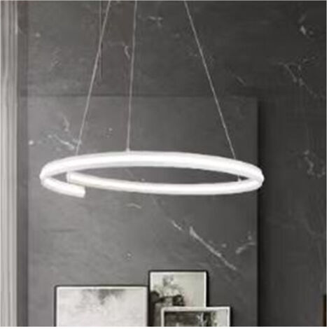 TRADE SHOP - Lampadario Led Moderno A Semicerchio 100w A Sospensione Luce 4000k 70cm Bianco 33436 -